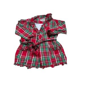 Cecil & Lou girl's 3T ruffled red plaid Christmas robe with belt 100% cotton VTG